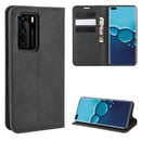 For Huawei P40 Retro-skin Business Magnetic Suction Leather Case with Holder & Card Slots & Wallet(Black)