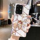 For Galaxy S20 Plating Geometric Flower Series IMD TPU Mobile Phone Case with Ring Rhinestones Holder(Gold)