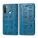 For Xiaomi Redmi Note 8T Cute Cat and Dog Embossed Horizontal Flip PU Leather Case with Holder / Card Slot / Wallet / Lanyard(Blue)