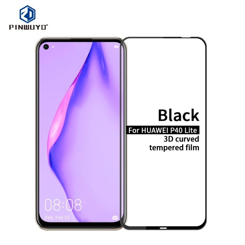 For Huawei P40 Lite PINWUYO 9H 3D Curved Full Screen Explosion-proof Tempered Glass Film(Black)