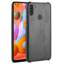 For Galaxy M11 Shockproof Crocodile Texture PC + PU Case(Black)