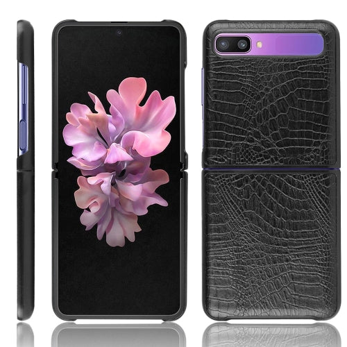 For Galaxy Z Flip Shockproof Crocodile Texture PC + PU Case(Black)