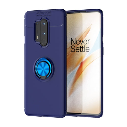 For Oneplus 8 Pro Metal Ring Holder 360 Degree Rotating TPU Case(Blue+Blue)