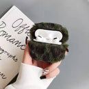 For Apple AirPods Pro Plush Bluetooth Headphone Protective Case(Leopard Green)