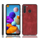 For Galaxy A21 Shockproof Sewing Cow Pattern Skin PC + PU + TPU Case(Red)