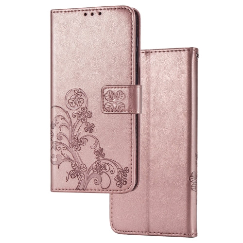For Galaxy A71 5G Lucky Clover Pressed Flowers Pattern Leather Case with Holder & Card Slots & Wallet & Hand Strap(Rose Gold)