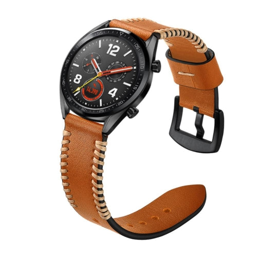 22mm For Huawei Watch GT2e GT2 46mm Strap Leather Strap(Brown)