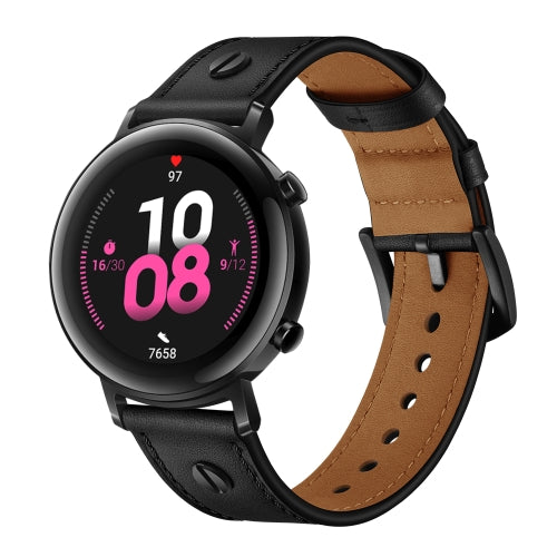 22mm For Huawei Watch GT2e / GT2 46mm Strap Leather Strap(Black)