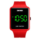 SKMEI 1541 Fashion Led Watch Square Couple Model Waterproof Electronic Watch Silicone Watch(Red)