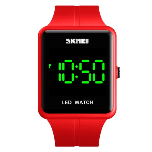 SKMEI 1541 Fashion Led Watch Square Couple Model Waterproof Electronic Watch Silicone Watch(Red)