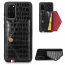 For Samsung Galaxy S20 Plus Crocodile Pattern PU+TPU+PVC Shatter-resistant Mobile Phone Case with Magnetic Invisible Holder & Card Slots(Black)