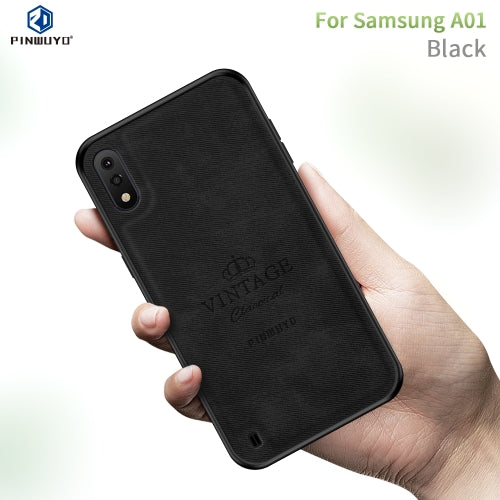 For Galaxy A01 PINWUYO Zun Series PC + TPU + Skin Waterproof And Anti-fall All-inclusive Protective Shell(Black)