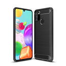 For Galaxy A21s Brushed Texture Carbon Fiber TPU Case(Black)