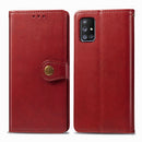 For Galaxy A71 5G Retro Solid Color Leather Buckle Phone Case with Photo Frame & Card Slot & Wallet & Bracket Function(Red)