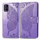 For Galaxy A71 5G Butterfly Love Flower Embossed Horizontal Flip Leather Case with Bracket / Card Slot / Wallet / Lanyard(Light Purple)