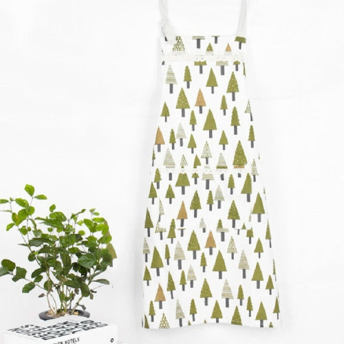 Cartoon Animals Plants Pattern Cotton Linen Sleeveless Kitchen Apron(Little Tree)