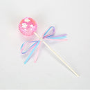 3 PCS Ribbon Bow Sequin Ball Cake Party Dessert Inserted Card(Pink)