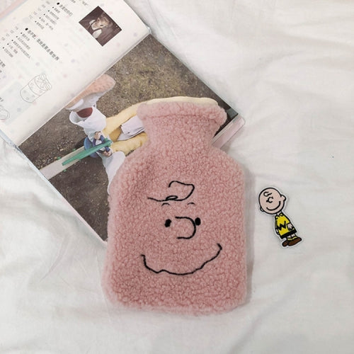 Portable Hot Water Bottle Water Filling Hand Warmer(Pink Dog)