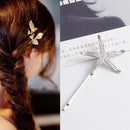 2 PCS Gift for Women Hair Clip Bright Hairpin Simple Hair Styling Accessories(Silver starfish)