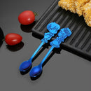 2 Sets Stainless Steel Tableware Creative Cartoon Couple Spoon Hanging Cup Spoon Coffee Stirring Spoon, Color:Blue