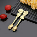 2 Sets Stainless Steel Tableware Creative Cartoon Couple Spoon Hanging Cup Spoon Coffee Stirring Spoon, Color:Gold