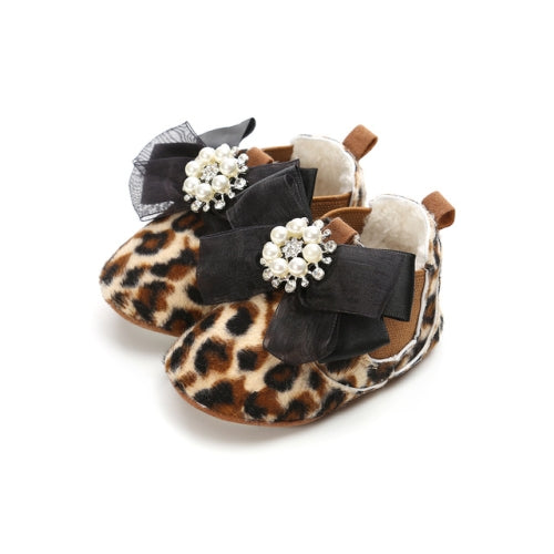 Toddler Baby Newborn Kid Girls Soft Soled Princess Crib Shoes(Leopard )