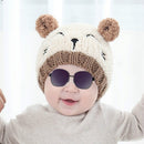 Beige Single Hat Autumn and Winter Baby Cat Embroidered Pattern Warm Knitted Hat, Size:44cm