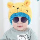 Yellow Single Hat Autumn and Winter Baby Cat Embroidered Pattern Warm Knitted Hat, Size:44cm