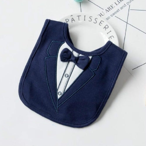Groomsman Saliva Towel Child Fake Gentleman Bow Tie Personality Waterproof Bib(Navy)