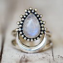 925 Silver Women Vintage Diamond Punk Moonstone Ring, Ring Size:8