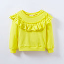 Spring and Autumn Girls Cotton Long-sleeved Ruffled Sweatshirt, Height:98cm(Champagne Yellow)
