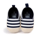 Baby Boy Striped Shoes Lovely Infant First Walkers Soft Sole Toddler Shoes(Deep Blue)