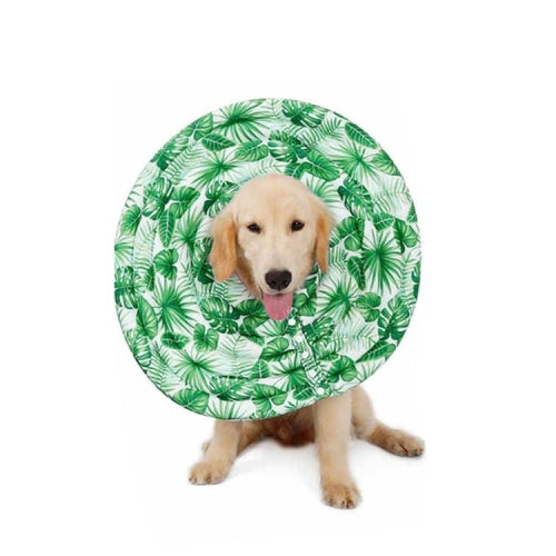 DogLemi Pet Dog Cat Anti-bite Anti-licking Beauty Cover Collar, Size:XL(Green Leaf)
