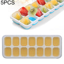 5 PCS 14 Grid Silicone Ice Grid Household Square Ice Grid Silicone Mold With Lid(Yellow)