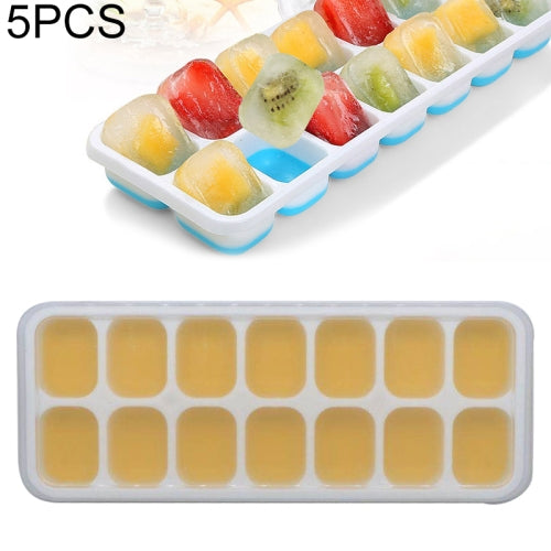 5 PCS 14 Grid Silicone Ice Grid Household Square Ice Grid Silicone Mold With Lid(Yellow)