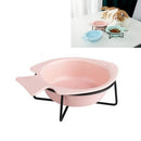 Cat Bowl Dog Pot Pet Ceramic Bowl, Style:Bowl With Iron Frame(Pink)