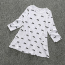 Spring and Autumn Girls Cartoon Mouse Pattern Long Sleeve Dress, Kid Size:110cm(Grey)