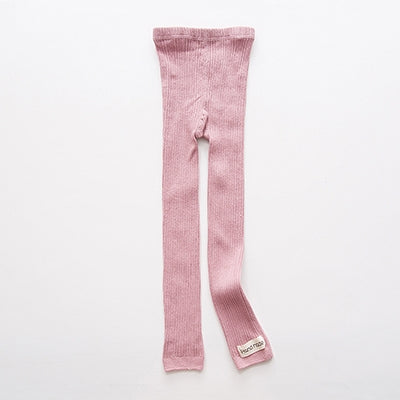 Cropped Cotton Vertical Striped Leggings Children Tight Pantyhose, Size:125cm( Pink)