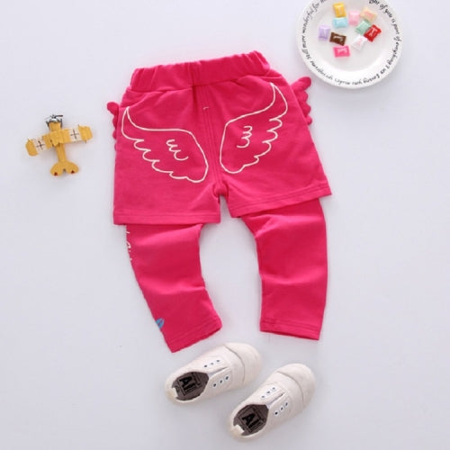 Children Cartoon Wings Pattern Casual Sports Trousers, Size:80cm(Rose Red)