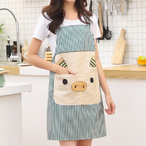 Cotton Yarn Cartoon Pig Kitchen Anti-dirty Strap Apron(Green)