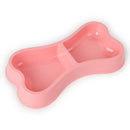 Plastic Dog Bowls Bone-shaped Candy Color Dog Feeder Eco-friendly Double-head Bowls(Pink)