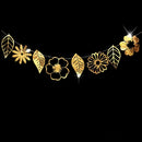 Hollow Flowers Leaves Wall Applique String Decoration Wedding Birthday Party Holiday Decoration, Style:Section A Hollow Flowers and Leaves(Gold)