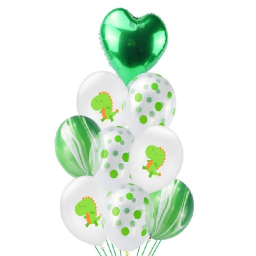 Birthday Party Dinosaur Latex Sequin Balloon Party Atmosphere Decoration Dinosaur Set, Style:Green Agate Bouquet Combination
