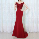 Mermaid Long Evening Dress Party Elegant Long Prom Gown With Belt, US Size:12(Red)