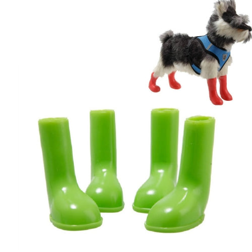 4 PCS/Set Pet Rain Boots Waterproof Non-slip Dog Shoes, Size:M(Green)