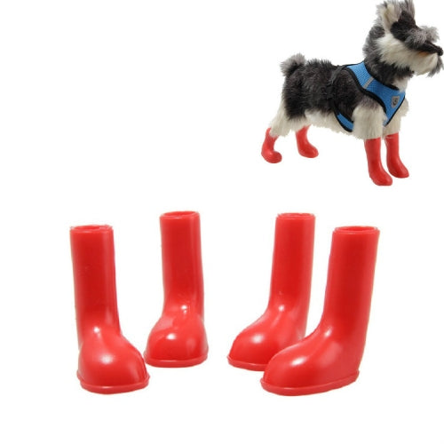 4 PCS/Set Pet Rain Boots Waterproof Non-slip Dog Shoes, Size:L(Red)