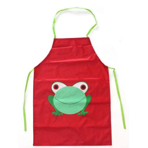 Children Cartoon Frog Pattern Apron Drawing Sleeves Painting Clothes, Color:Dark Red Small