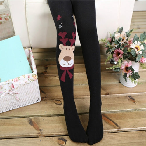 Children Knitted Cotton Pantyhose Fawn Jacquard Dance Socks, Size:L(Black)