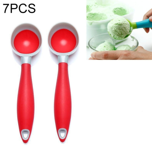 7 PCS Creative Ice Cream Spoon Watermelon Fruit Digging Spoon(Red)