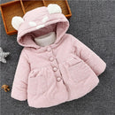 Winter Baby Clothing Dot Thick Warm Long-sleeved Cartoon Animal Ear Shape Hooded Jacket, Height:100cm(Pink)